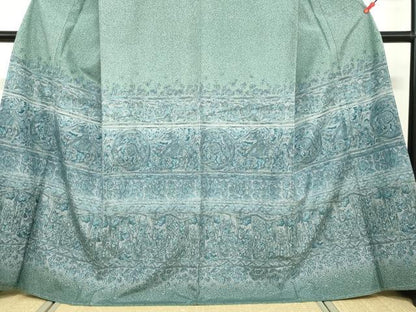 平和屋着物●本場染大島紬　訪問着　横段鳥獣草花文　正絹　逸品　未使用　DABD9071ud