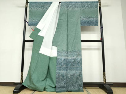 平和屋着物●本場染大島紬　訪問着　横段鳥獣草花文　正絹　逸品　未使用　DABD9071ud