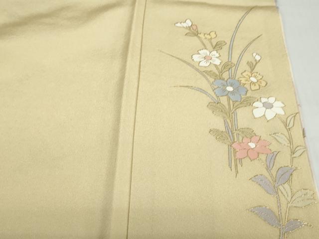平和屋着物●訪問着　駒刺繍　草花文　暈し染め　金彩　正絹　逸品　DABD9072ud