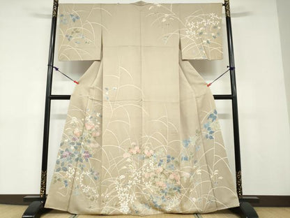 平和屋着物●訪問着　刺繍　草花文　鈴乃屋扱い　正絹　逸品　DABD9075ud