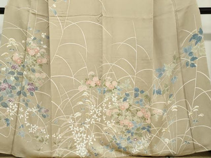 平和屋着物●訪問着　刺繍　草花文　鈴乃屋扱い　正絹　逸品　DABD9075ud