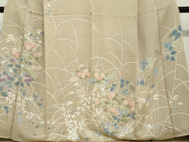 平和屋着物●訪問着　刺繍　草花文　鈴乃屋扱い　正絹　逸品　DABD9075ud