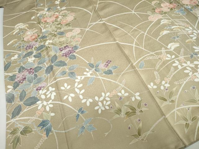 平和屋着物●訪問着　刺繍　草花文　鈴乃屋扱い　正絹　逸品　DABD9075ud