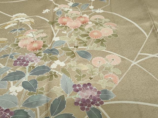 平和屋着物●訪問着　刺繍　草花文　鈴乃屋扱い　正絹　逸品　DABD9075ud