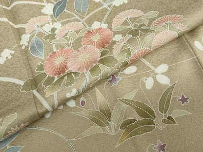 平和屋着物●訪問着　刺繍　草花文　鈴乃屋扱い　正絹　逸品　DABD9075ud