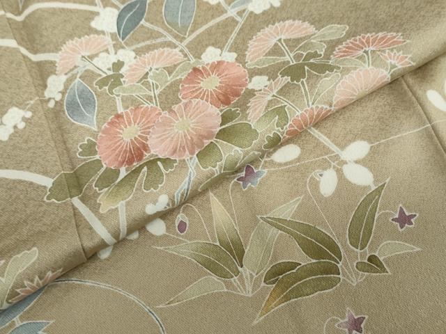 平和屋着物●訪問着　刺繍　草花文　鈴乃屋扱い　正絹　逸品　DABD9075ud