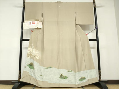 平和屋着物●本加賀友禅作家　大久保謙一　色留袖　枯山水　証紙付き　正絹　逸品　DABD9077ud