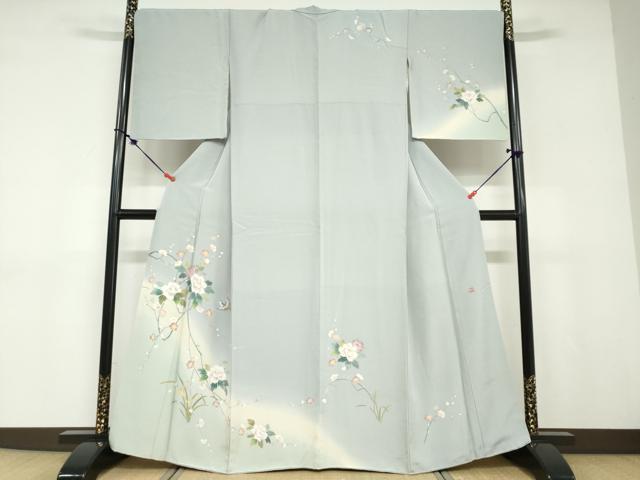 平和屋着物●訪問着　友禅　作家物　花鳥文　暈し染め　正絹　逸品　DABD9079ud