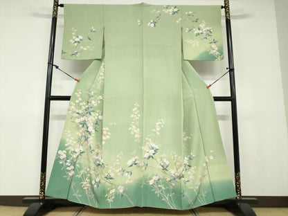 平和屋着物●訪問着　草花文　暈し染め　金彩　正絹　逸品　DABD9080ud