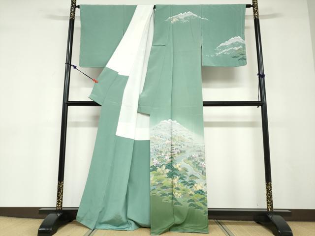 平和屋着物●訪問着　友禅　作家物　流水風景文　暈し染め　正絹　逸品　DABD9081ud
