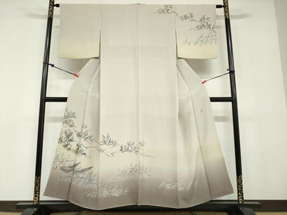 平和屋着物●十日町　加賀草木友禅の第一人者　田村哲彦　訪問着　小舟松文　暈し染め　正絹　逸品　DABD9082ud