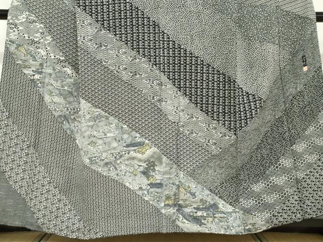 平和屋着物●石塚慎一　江戸小紋　訪問着　人物風景文　黒地　正絹　逸品　DABD9088ud