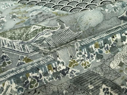 平和屋着物●石塚慎一　江戸小紋　訪問着　人物風景文　黒地　正絹　逸品　DABD9088ud