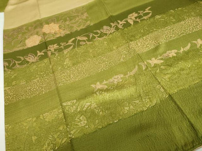 平和屋着物●訪問着　駒刺繍　横段花蝶文　金彩　正絹　逸品　DABD9089ud