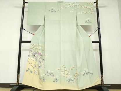 平和屋着物●訪問着　友禅　作家物　草花文　暈し染め　正絹　逸品　DABD9090ud