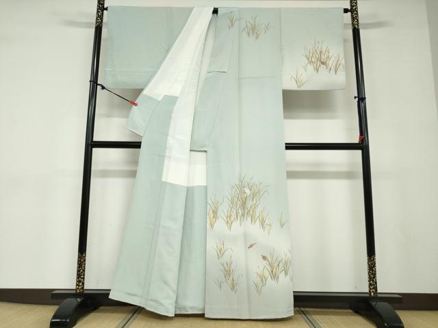 平和屋着物●京加賀友禅　百貫達雄　訪問着　秋草文　雀　正絹　逸品　DABD9096ud