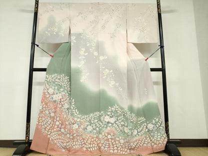 平和屋着物●越後十日町の一流染匠　桐屋・翠山工房　訪問着　絞り　辻が花　暈し染め　正絹　逸品　DABD9099ud