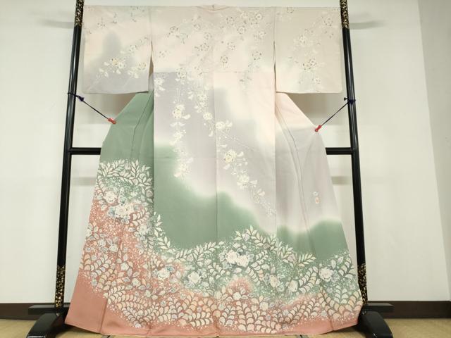 平和屋着物●越後十日町の一流染匠　桐屋・翠山工房　訪問着　絞り　辻が花　暈し染め　正絹　逸品　DABD9099ud