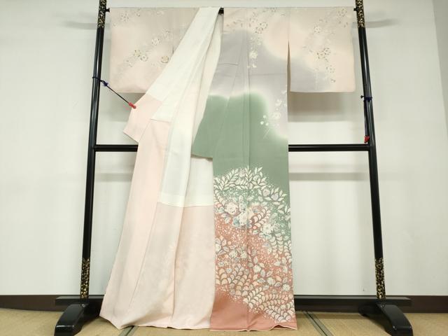 平和屋着物●越後十日町の一流染匠　桐屋・翠山工房　訪問着　絞り　辻が花　暈し染め　正絹　逸品　DABD9099ud