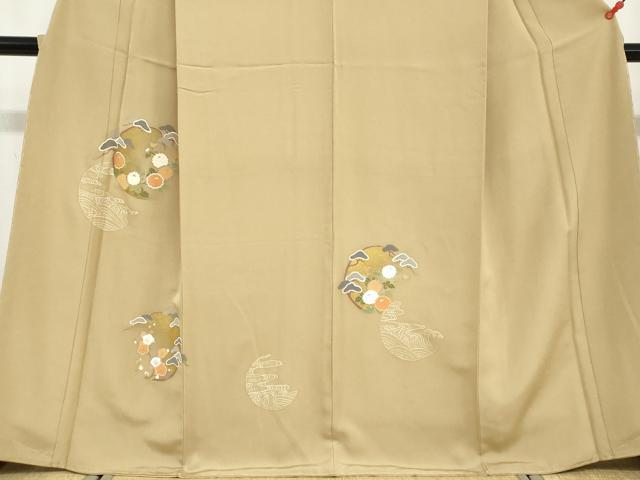 平和屋着物●訪問着　駒刺繍　草花丸文　金彩　正絹　逸品　未使用　DABD9101ud