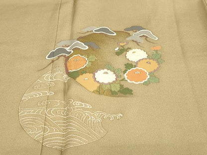 平和屋着物●訪問着　駒刺繍　草花丸文　金彩　正絹　逸品　未使用　DABD9101ud