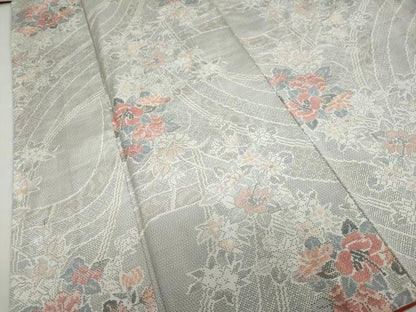 平和屋着物●本場大島紬　白大島　120亀甲　草花文　正絹　逸品　DABD9103ud