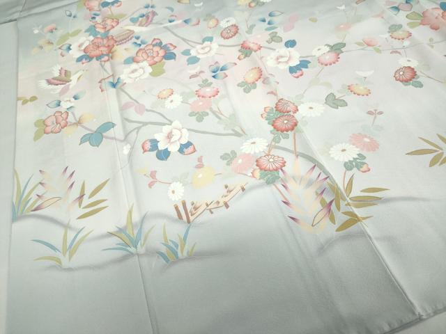 平和屋着物●訪問着　作家物　花鳥文　暈し染め　金彩　正絹　逸品　DABD9108ud