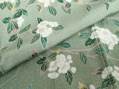 平和屋着物●訪問着　友禅　枝花文　たたき染め　正絹　逸品　DABD9109ud