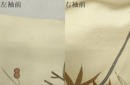 平和屋着物●訪問着　駒刺繍　笹竹文　金彩　正絹　逸品　DABD9111ud