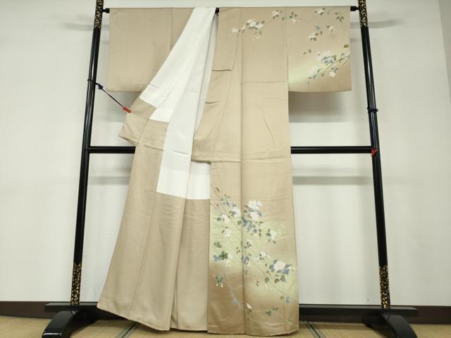 平和屋着物●訪問着　友禅　枝花文　暈し染め　正絹　逸品　DABD9119ud