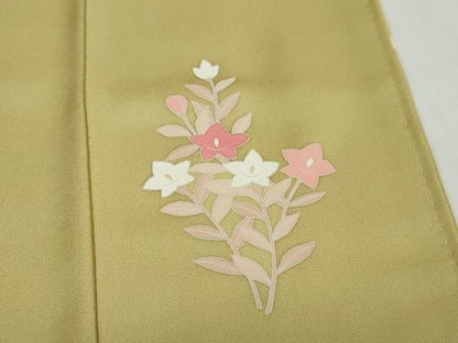 平和屋着物●訪問着　駒刺繍　草花文　金彩　正絹　逸品　DABD9127ud