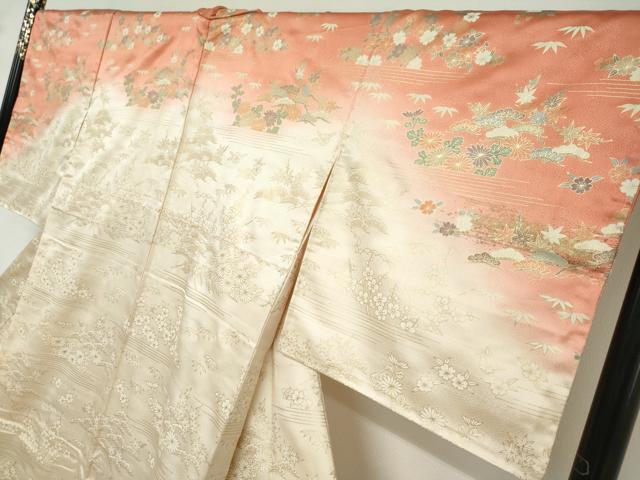 平和屋着物●訪問着　駒刺繍　草花文　金彩　正絹　逸品　未使用　DABD9128ud