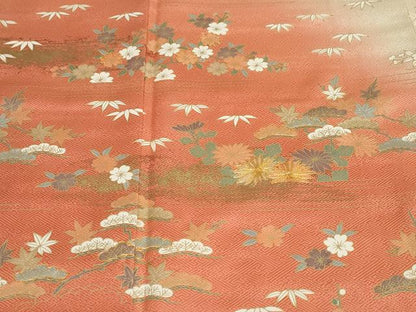 平和屋着物●訪問着　駒刺繍　草花文　金彩　正絹　逸品　未使用　DABD9128ud