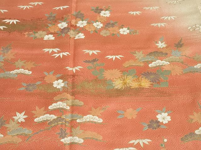 平和屋着物●訪問着　駒刺繍　草花文　金彩　正絹　逸品　未使用　DABD9128ud