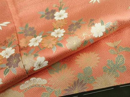 平和屋着物●訪問着　駒刺繍　草花文　金彩　正絹　逸品　未使用　DABD9128ud