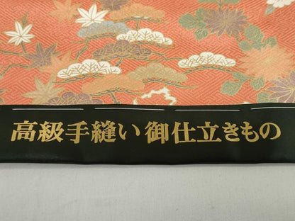 平和屋着物●訪問着　駒刺繍　草花文　金彩　正絹　逸品　未使用　DABD9128ud