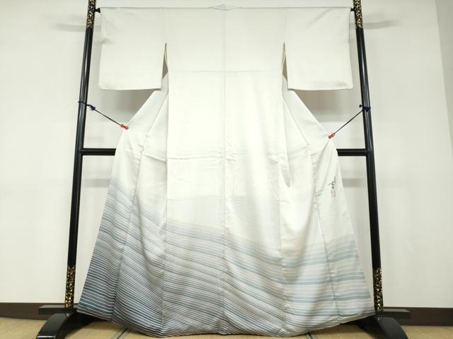 平和屋着物●染色の魔術師　染乃座・大久保玄才　そめのざ玄才　訪問着　斜縞　正絹　逸品　DABD9132ud 平和屋着物○染色の魔術師 染乃座・大久保玄才 そめの