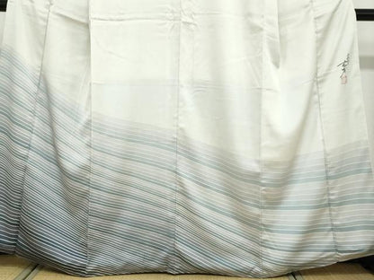 平和屋着物●染色の魔術師　染乃座・大久保玄才　そめのざ玄才　訪問着　斜縞　正絹　逸品　DABD9132ud