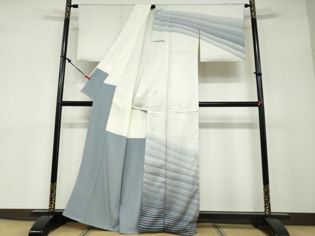 平和屋着物●染色の魔術師　染乃座・大久保玄才　そめのざ玄才　訪問着　斜縞　正絹　逸品　DABD9132ud 平和屋着物○染色の魔術師 染乃座・大久保玄才 そめの