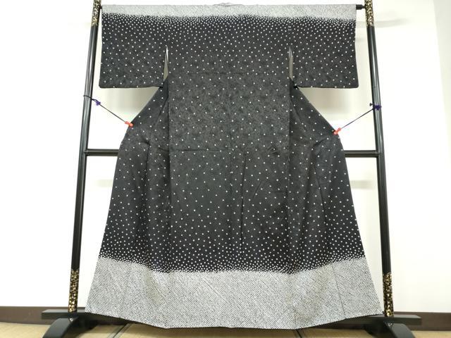 平和屋着物●訪問着　総絞り　霞文　黒地　正絹　逸品　DABD9138ud 平和屋着物○訪問着 総絞り 霞文 黒地 正絹 逸品 DABD9138ud
