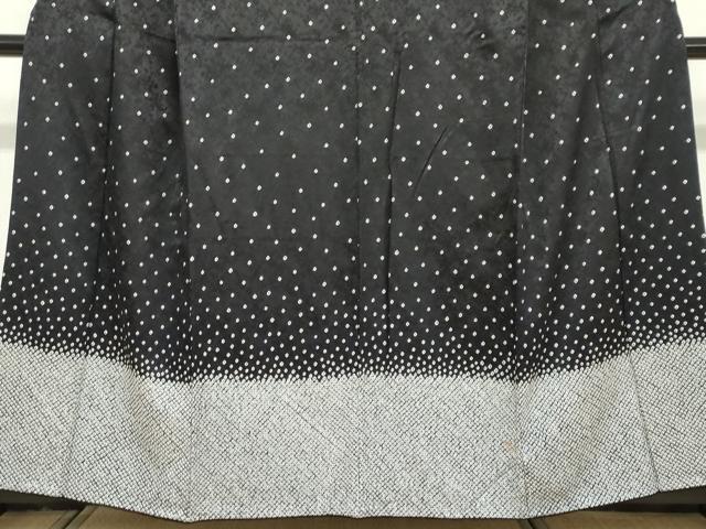平和屋着物○訪問着 総絞り 霞文 黒地 正絹 逸品 DABD9138ud