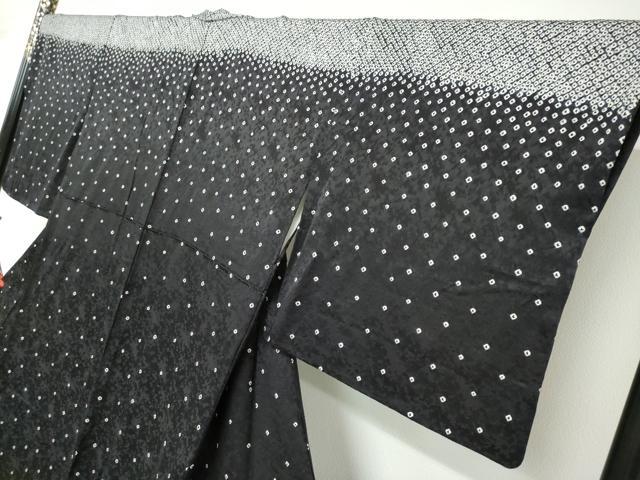 平和屋着物●訪問着　総絞り　霞文　黒地　正絹　逸品　DABD9138ud 平和屋着物○訪問着 総絞り 霞文 黒地 正絹 逸品 DABD9138ud