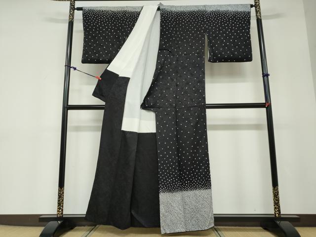 平和屋着物●訪問着　総絞り　霞文　黒地　正絹　逸品　DABD9138ud 平和屋着物○訪問着 総絞り 霞文 黒地 正絹 逸品 DABD9138ud