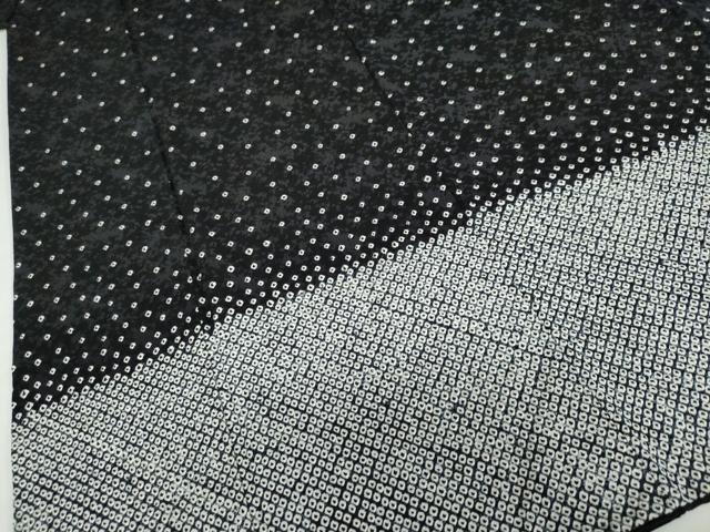 平和屋着物○訪問着 総絞り 霞文 黒地 正絹 逸品 DABD9138ud