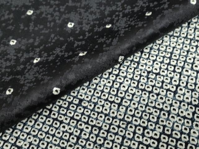 平和屋着物○訪問着 総絞り 霞文 黒地 正絹 逸品 DABD9138ud