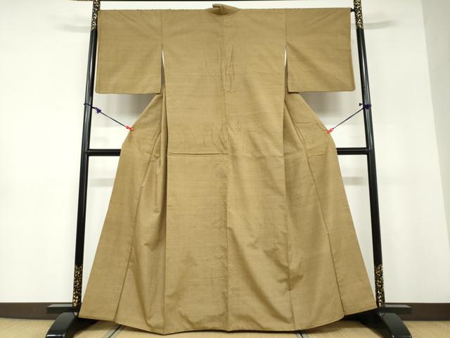 平和屋着物●結城紬　朽葉色　正絹　逸品　DABD9140ud
