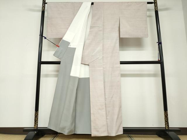 平和屋着物●紅花紬　米沢　霞文　正絹　逸品　DABD9141ud