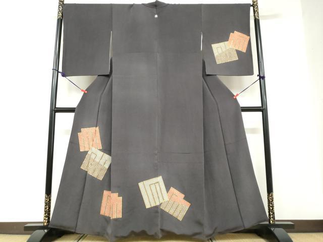 平和屋着物●訪問着　源氏香　金彩　鬼しぼ縮緬　正絹　逸品　DABD9142ud