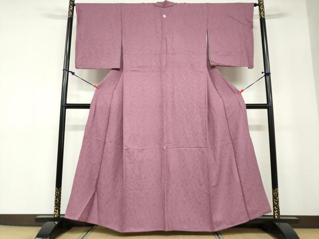 平和屋着物●上質な色無地　南天地紋　京紫色　正絹　逸品　DABD9143ud