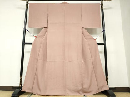 平和屋着物●上質な色無地　菱地紋　ときがら茶色　正絹　逸品　未使用　DABD9144ud